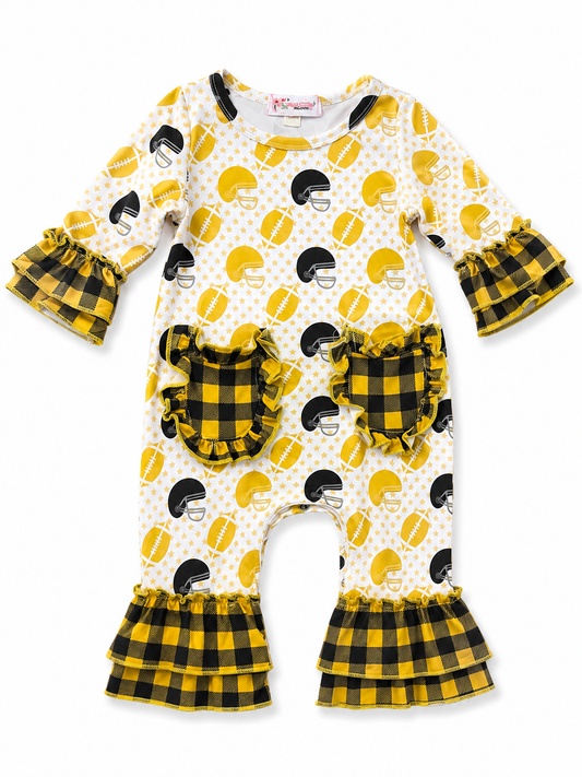 Gold Football & Helmet Romper Size 12-18M