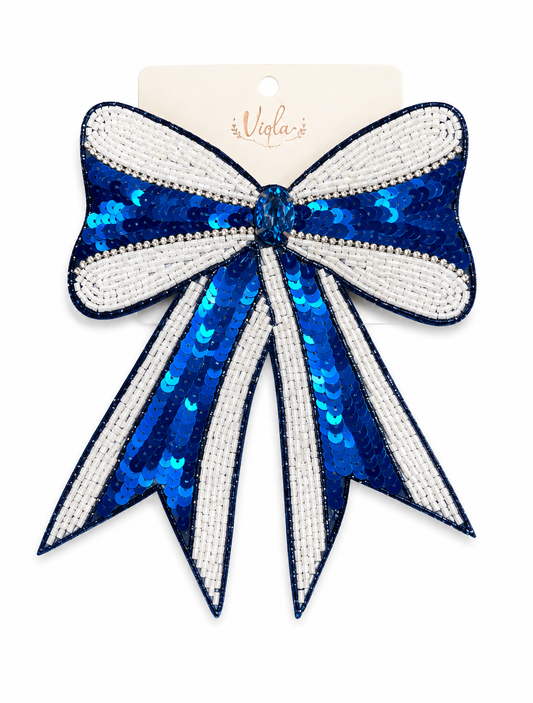 Blue & White Sparkle Bow