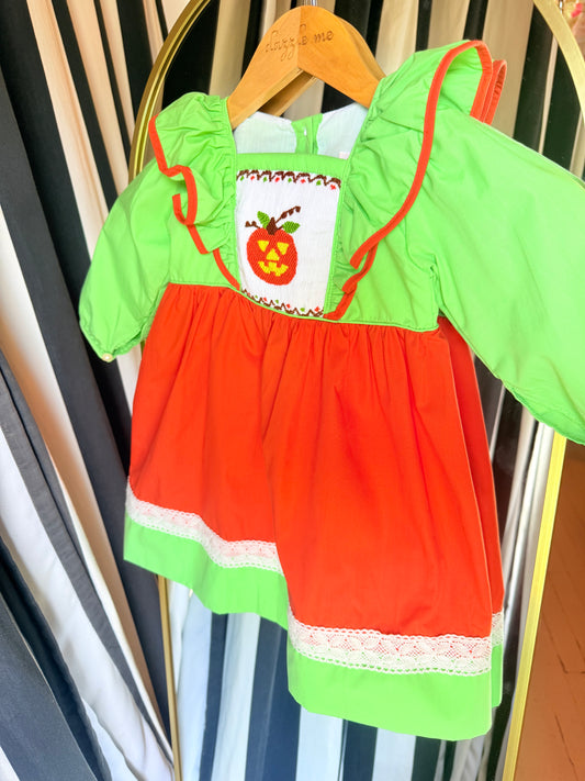 Halloween Pumpkin Smocked Dress