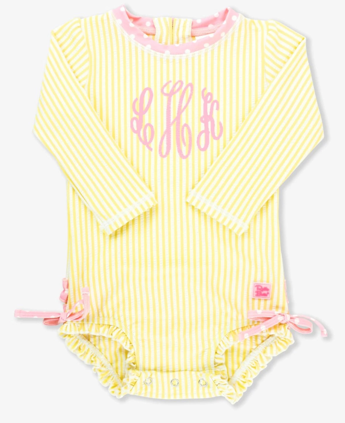 Ruffle Butts Banana Seersucker LS Rashguard