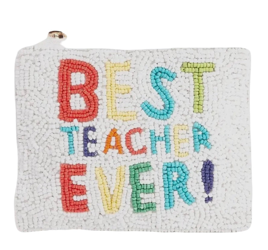 Best Teacher Ever Beaded Coin Purse