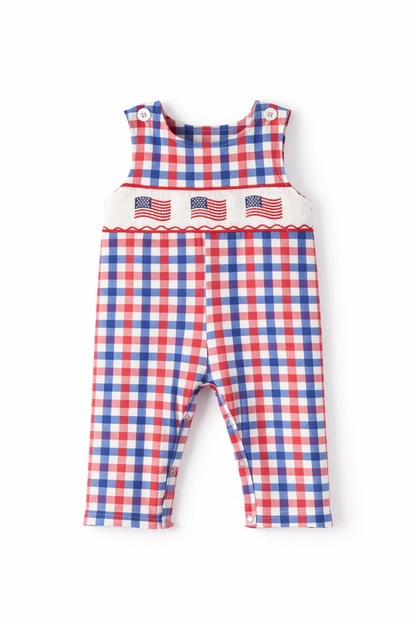 Rylee Faith 4th of July Plaid Romper