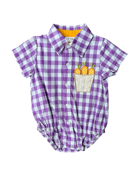 Lilac Checkered Baby Boys Onesie