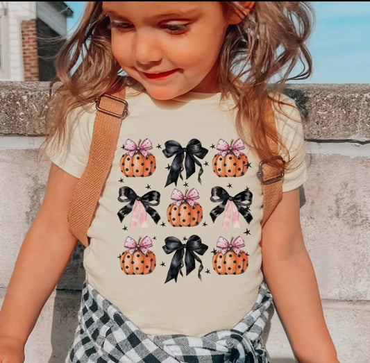 The Countryside Cottage Fall Pumpkin and Coquette Bow Shirt