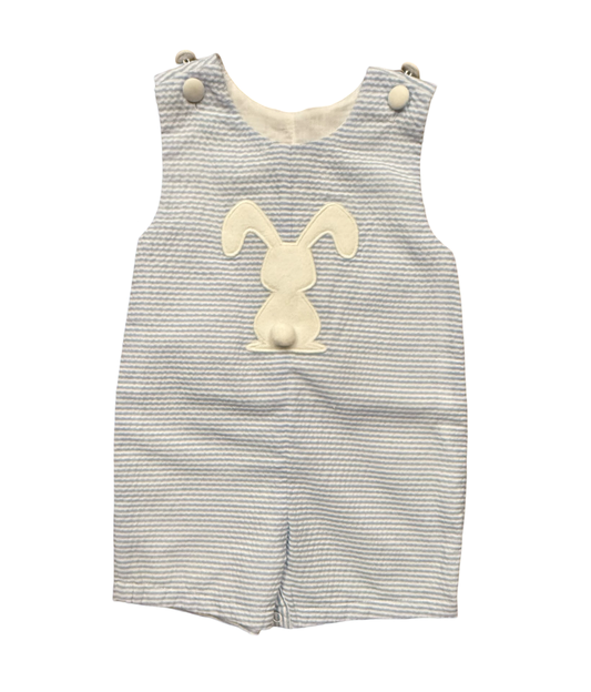 Blue Smocked Easter Bunny With Pom Pom