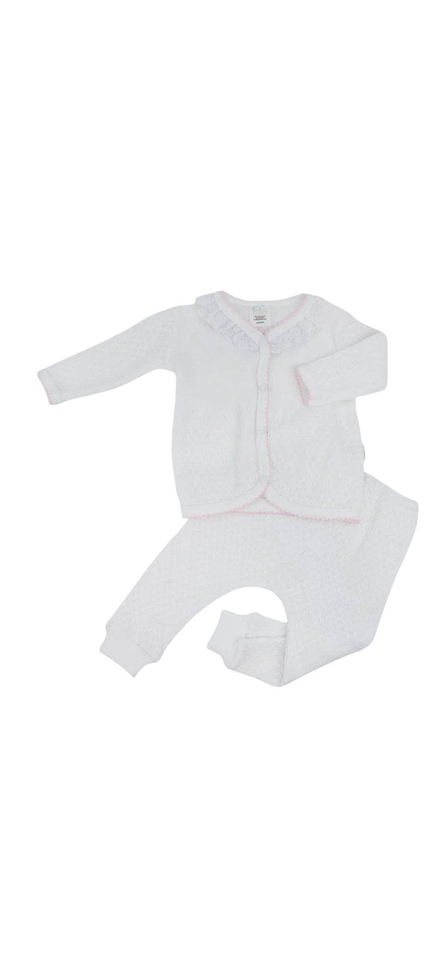 Paty Knit Eyelet Leggings Set With Collar