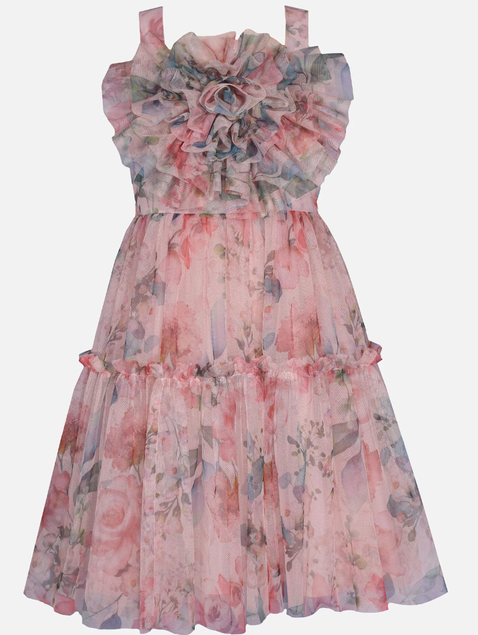 Bonnie Jean Rolled Flower Floral Dress