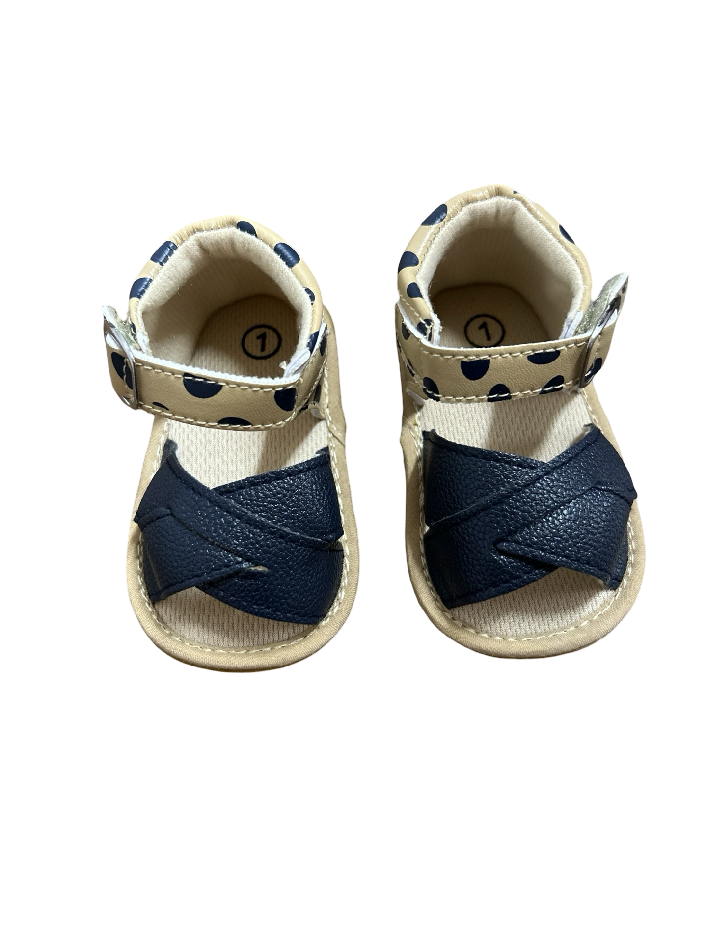 Brown And Navy Polka Dots Sandals