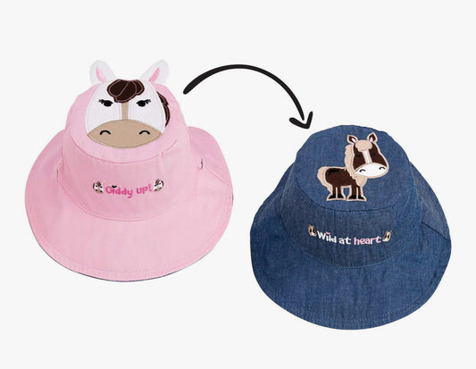 Flap Jack Kids Horses Sun Hat