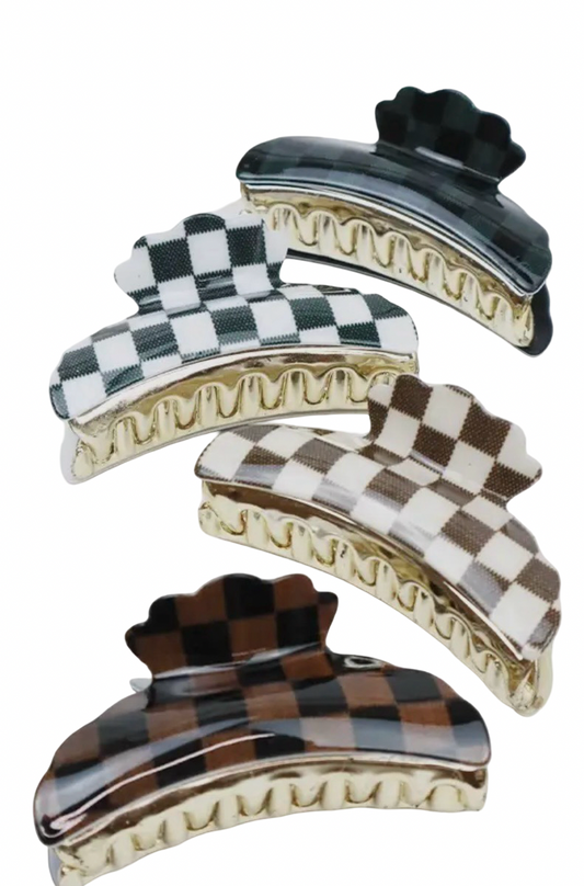 Checker Print Hair Clip