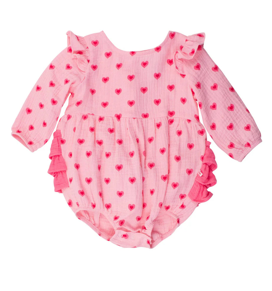 Valentines I Heart You Bubble Romper