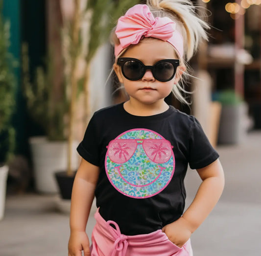 Palm Tree Smiley Face Graphic Tee