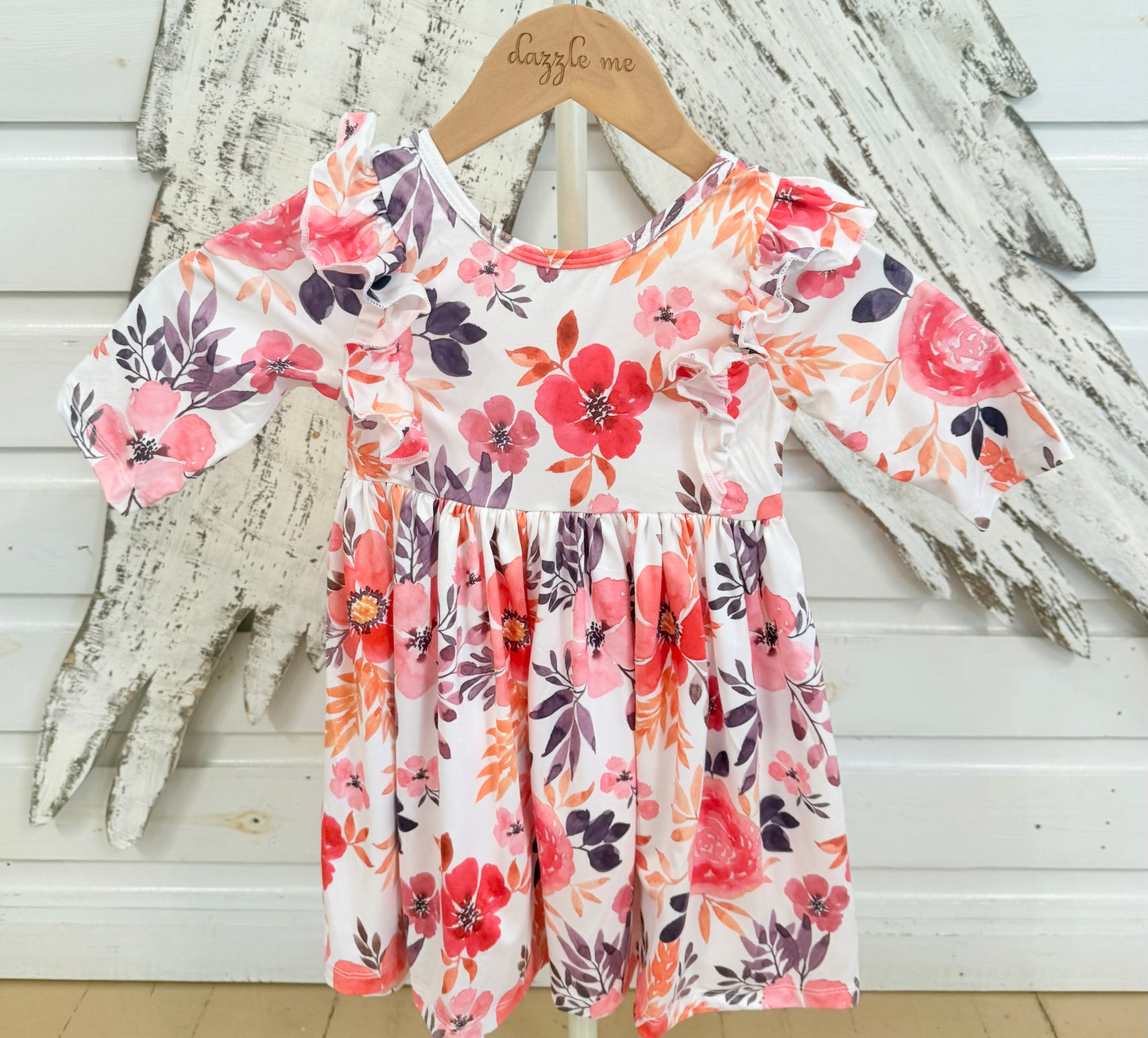 Tangerine Leaves Twirl Dress