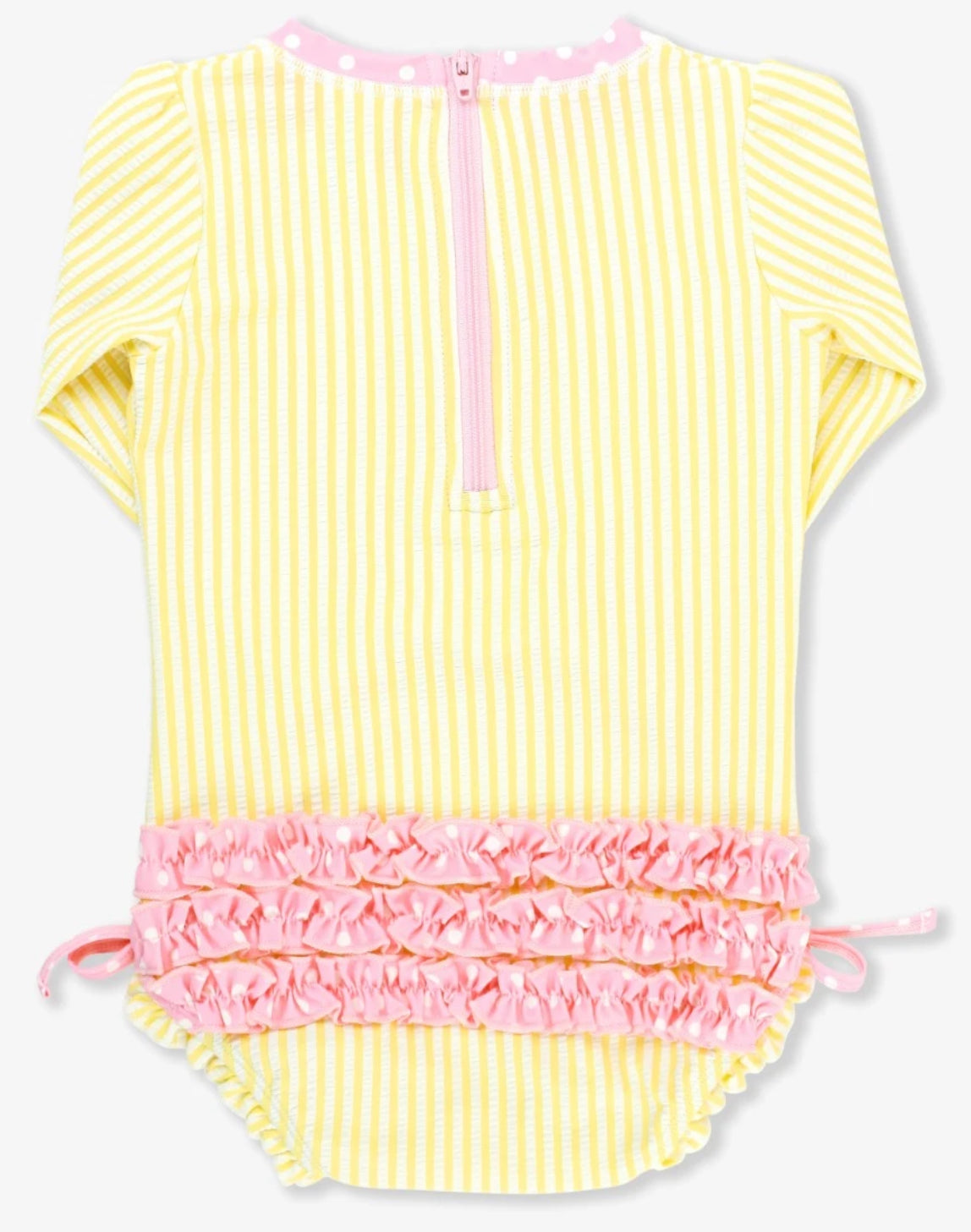 Ruffle Butts Banana Seersucker LS Rashguard