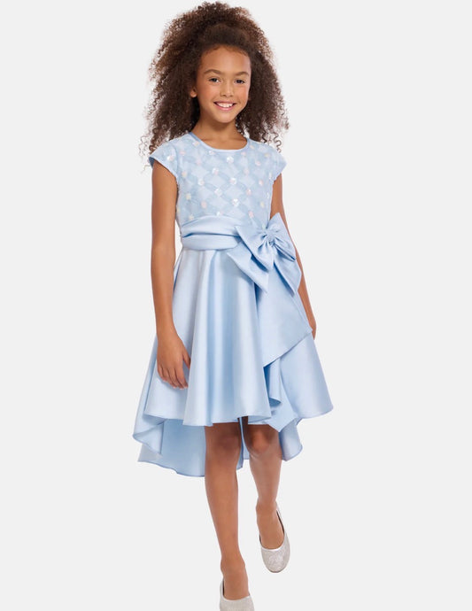 Bonnie Jean Girls Embroid Cascade Blue Dress