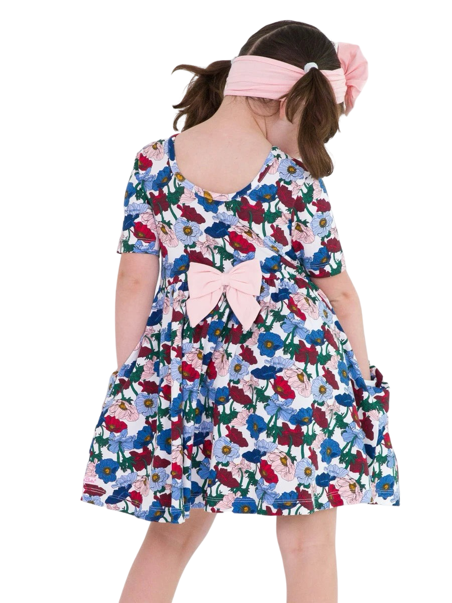 Ruffle Butts Poppy Petals Knit SS Twirl Dress