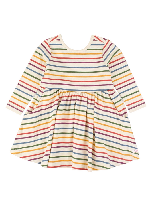 Ruffle Butts Countryside Rainbow Stripe LS Twirl Dress