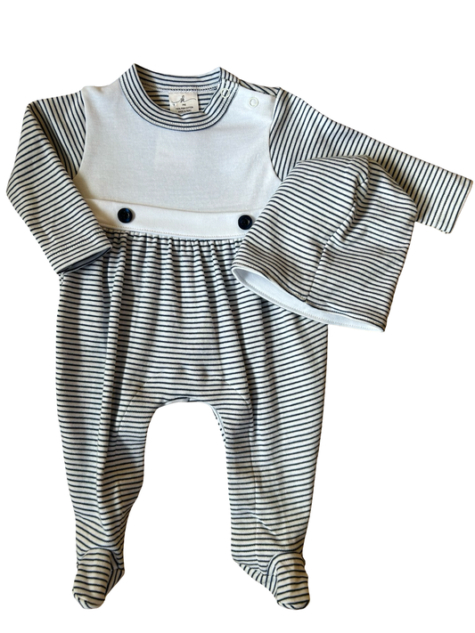 Navy Striped Footie