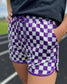 Purple & White Checkered Shorts