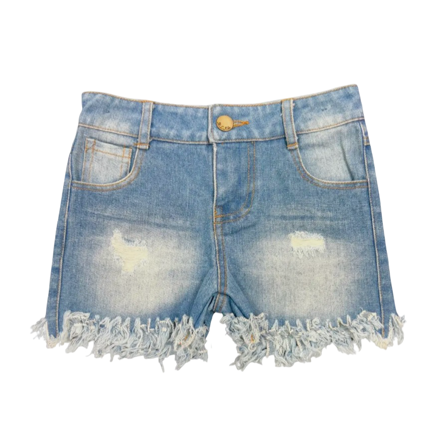 Light Washed Distressed Blue Jean Shorts