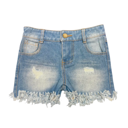 Light Washed Distressed Blue Jean Shorts