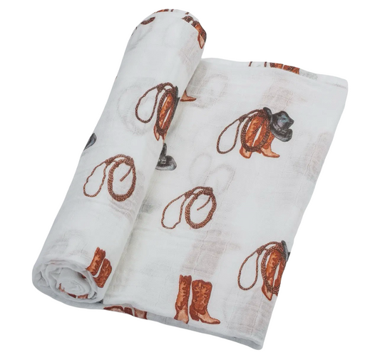 Baby Brown Registry Baby Western Boots Swaddle Blanket
