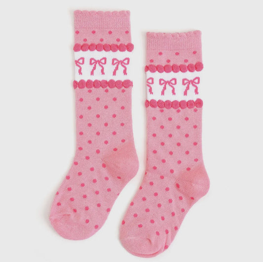 Little Stocking Co. Scalloped Knee High Socks with Bows