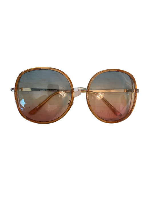 Still Friday Orange Round Oversize Sunglasses