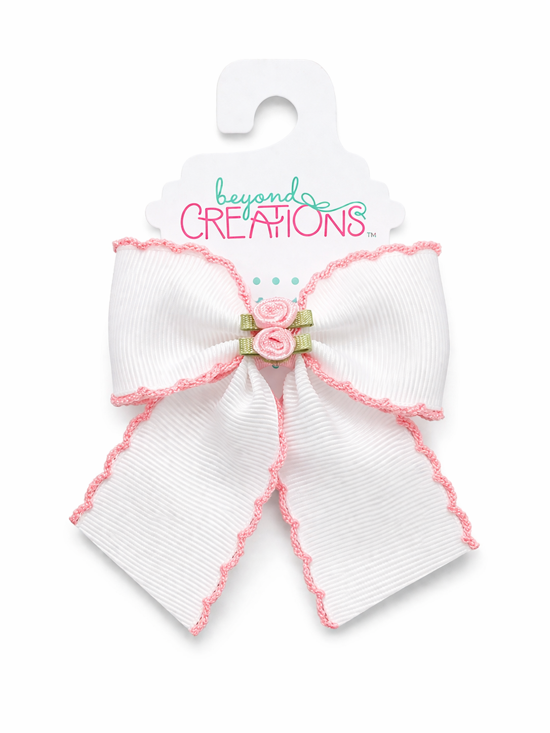 Beyond Creations Flower-Embellished Mini Crochet-Edge 3.5” Alligator Clip Bow
