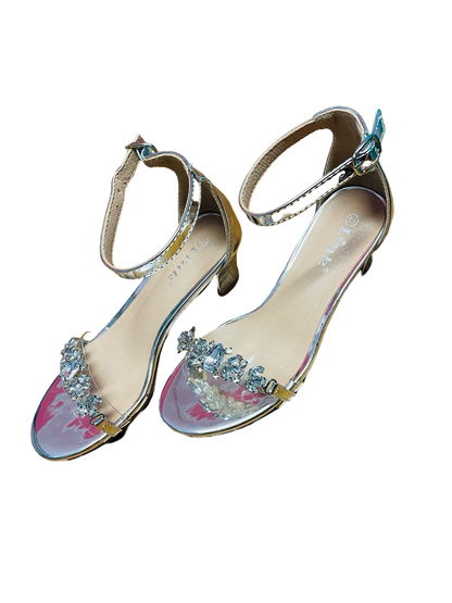 Sliver Ankle Strap Heel with Diamonds