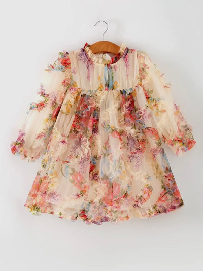 Rylee Faith Pastel Flower Ruffle Layered Dress