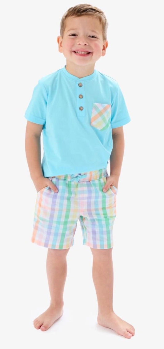 RuggedButts Blue Breeze & Poppy Rainbow Plaid Set