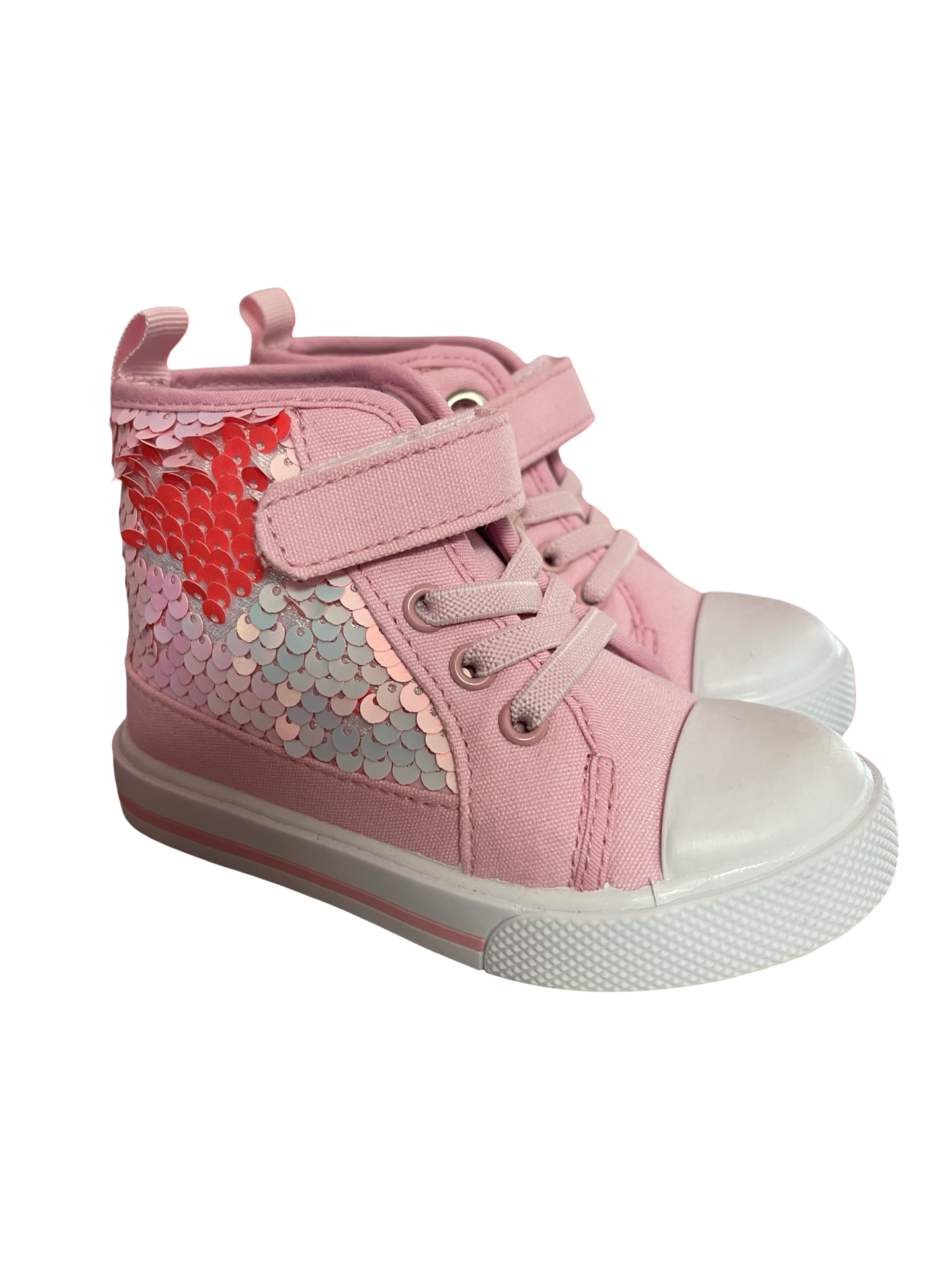 Pink Velcro Sequin High-Top Sneakers