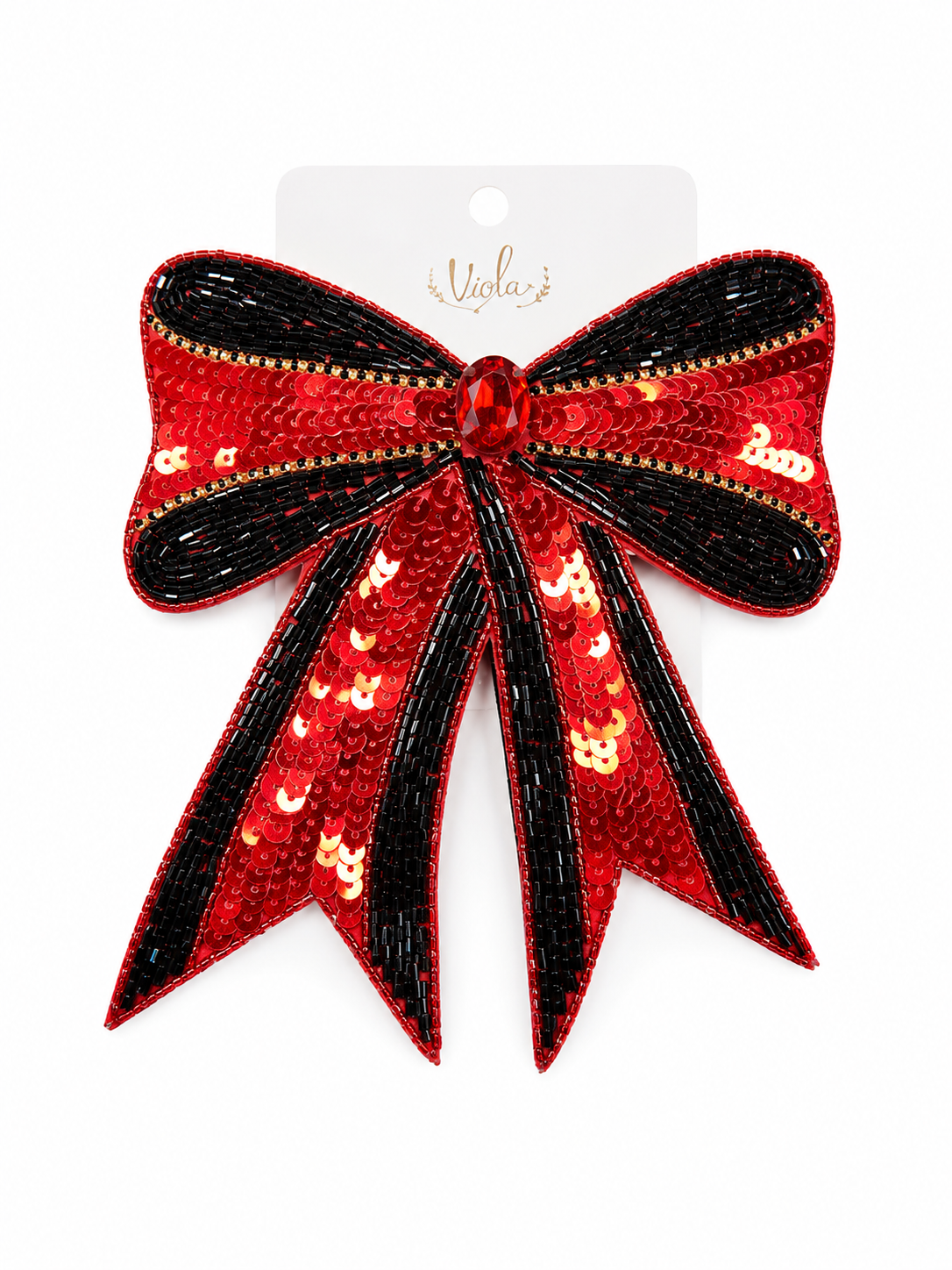 Red & Black Sequin Bow