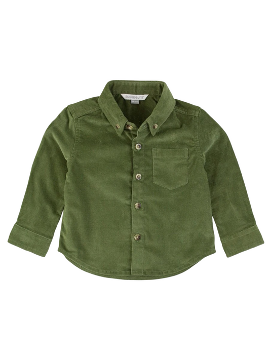 Rugged Butts Dusty Olive Stretch Corduroy Long Sleeve Button Down