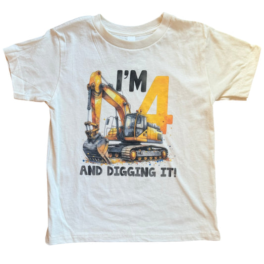 I'm 4 and Digging It Machinery Birthday Tee