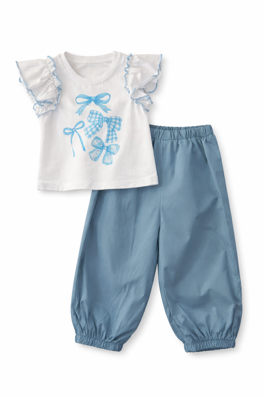 Bonnie Jean Bow Cargo Pants Set
