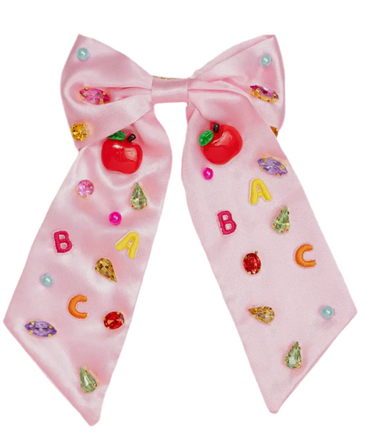 Back To School Gemstone Hair Bow Clip