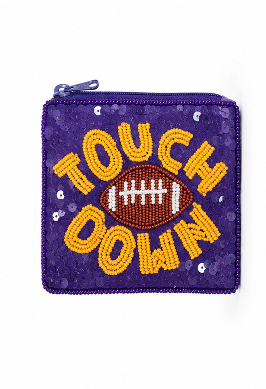 Touch Down Purple & Gold Coin Pouch