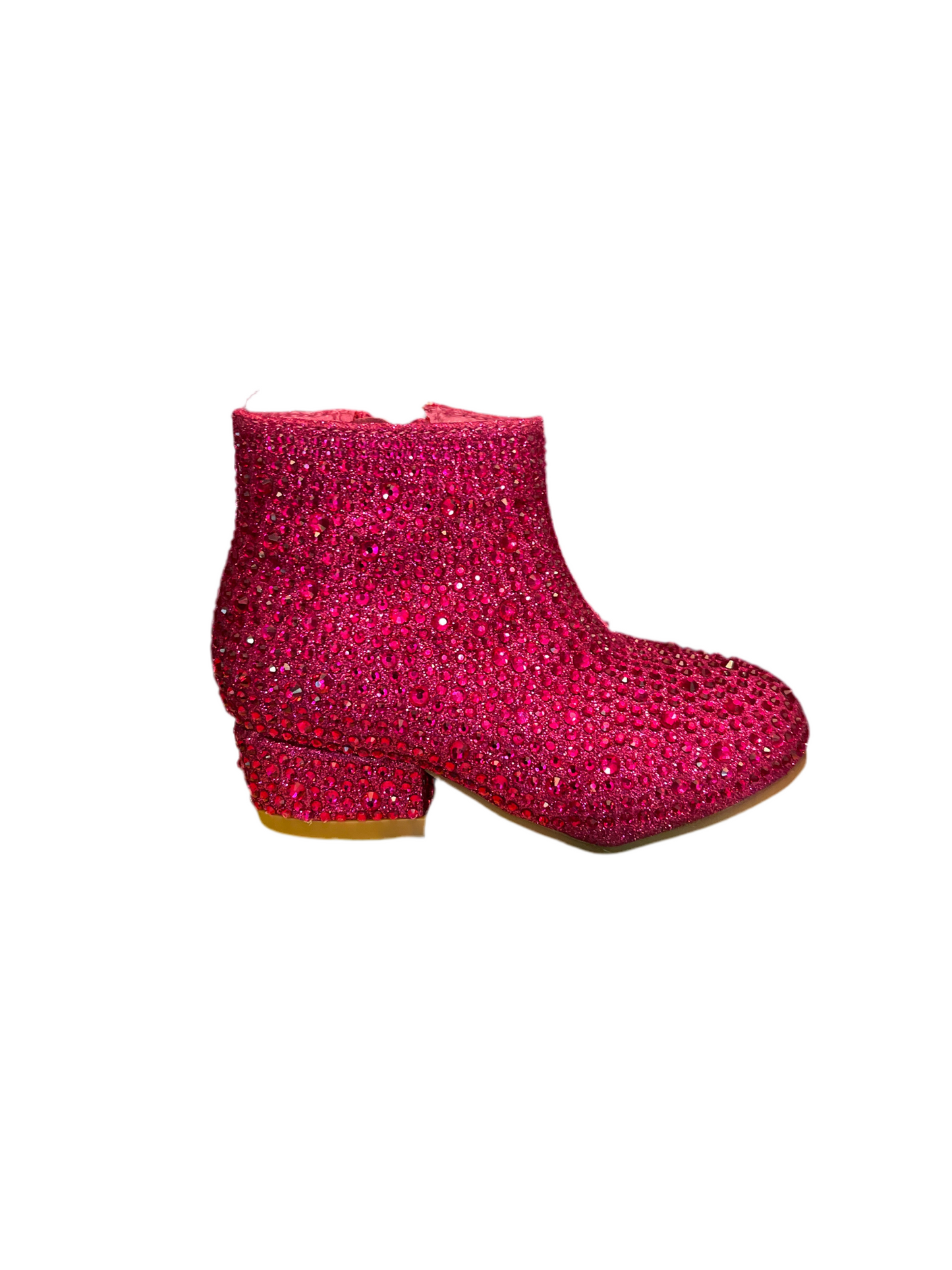 Fuchsia Rhinestone Short Heel Ankle Booties