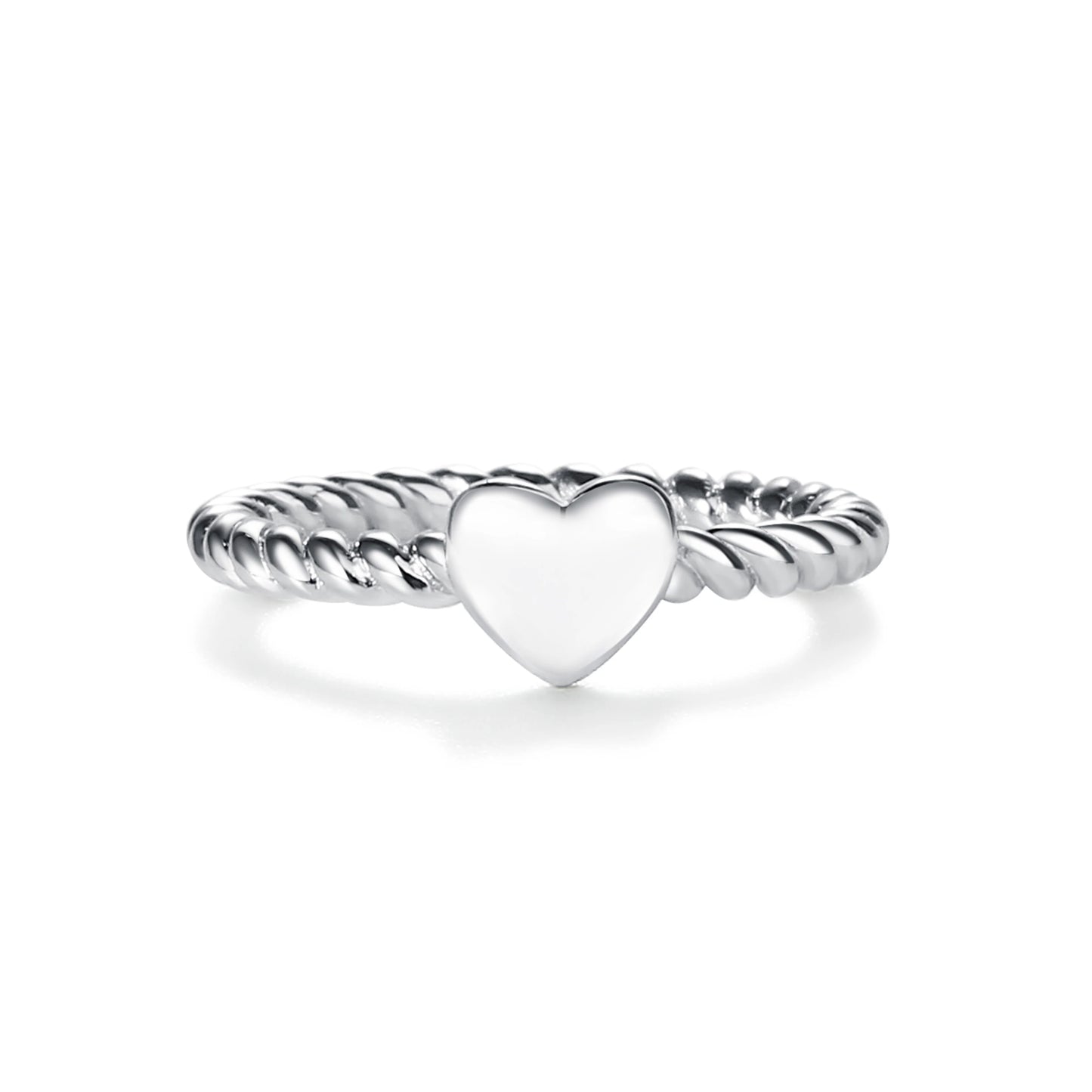 Cherished Moments Sterling Silver Girl's Twisted Rope Ring with Silver Heart