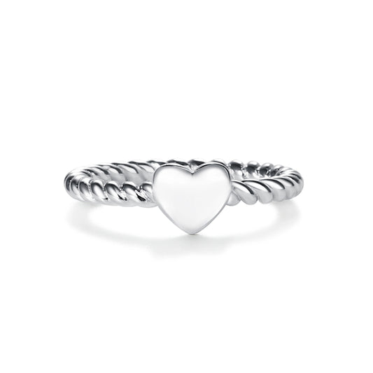 Cherished Moments Sterling Silver Girl's Twisted Rope Ring with Silver Heart