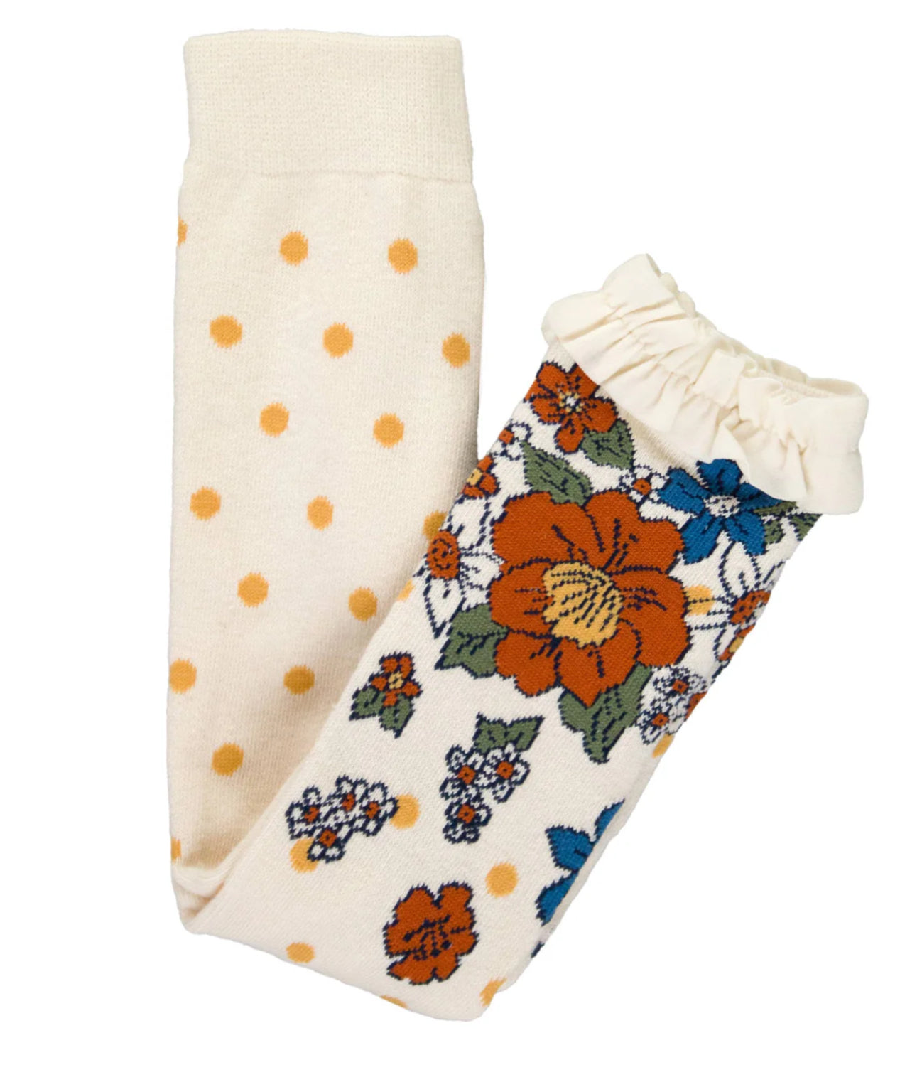 RuffleButts Harvest Floral Patterned Footless Ruffle Tights