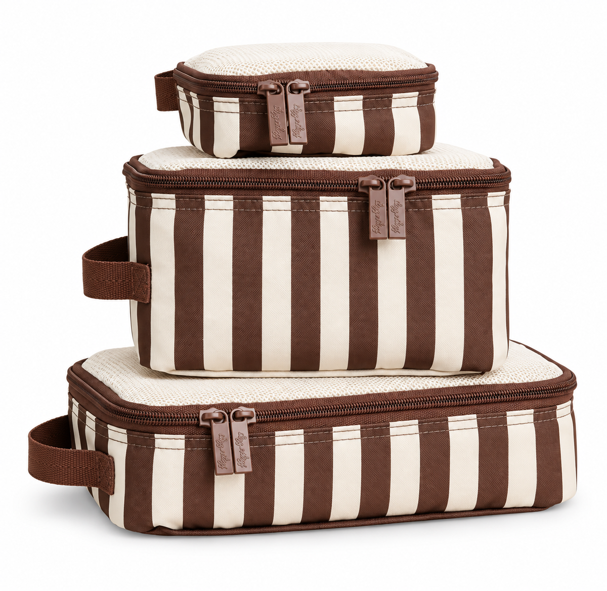 Tucker Lewis Gibbo Registry Itzy Ritzy Mocha Striped Packing Cubes