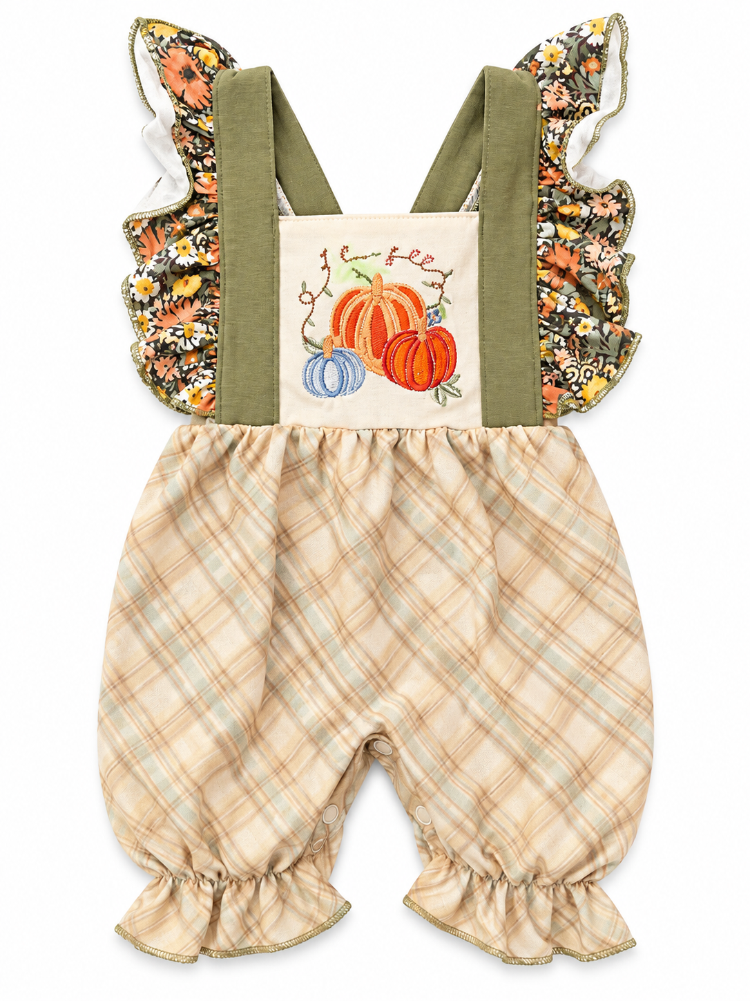Floral Romper with Pumpkins