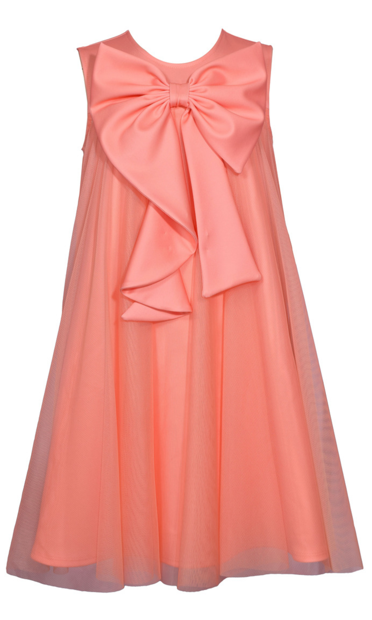 Bonnie Jean Peach Overlay Trapeze Dress