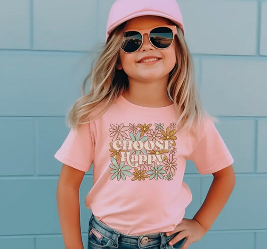 The Countryside Cottage "Choose Happy" Kids Motivational Graphic Tee