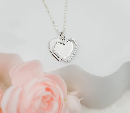 Cherished Moments Heart w/CZ Heart Necklace