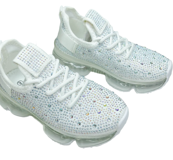 White Rhinestone Sneakers