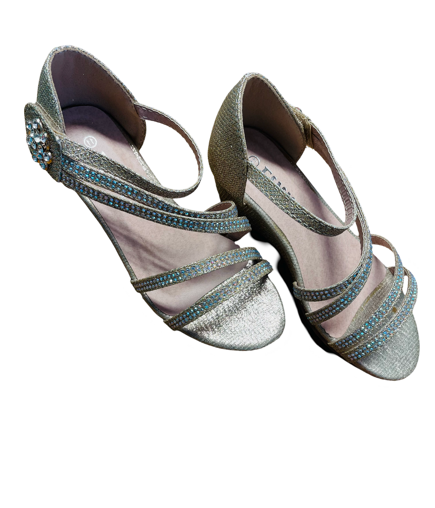 Champagne Multi Strap Rhinestone Heels